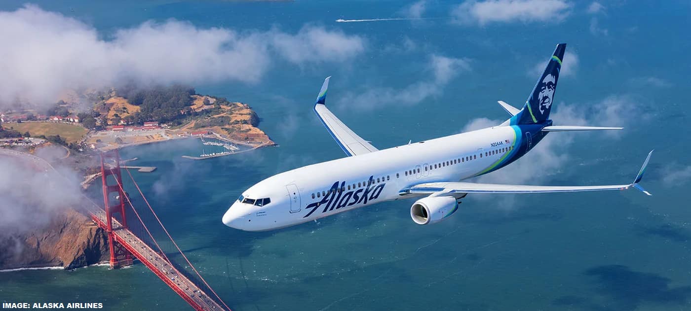 Alaska Airlines airplane flying