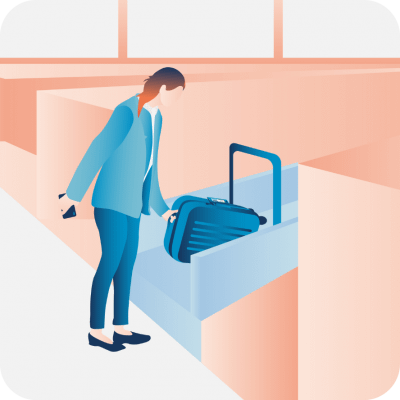 Airport baggage drop off illustration